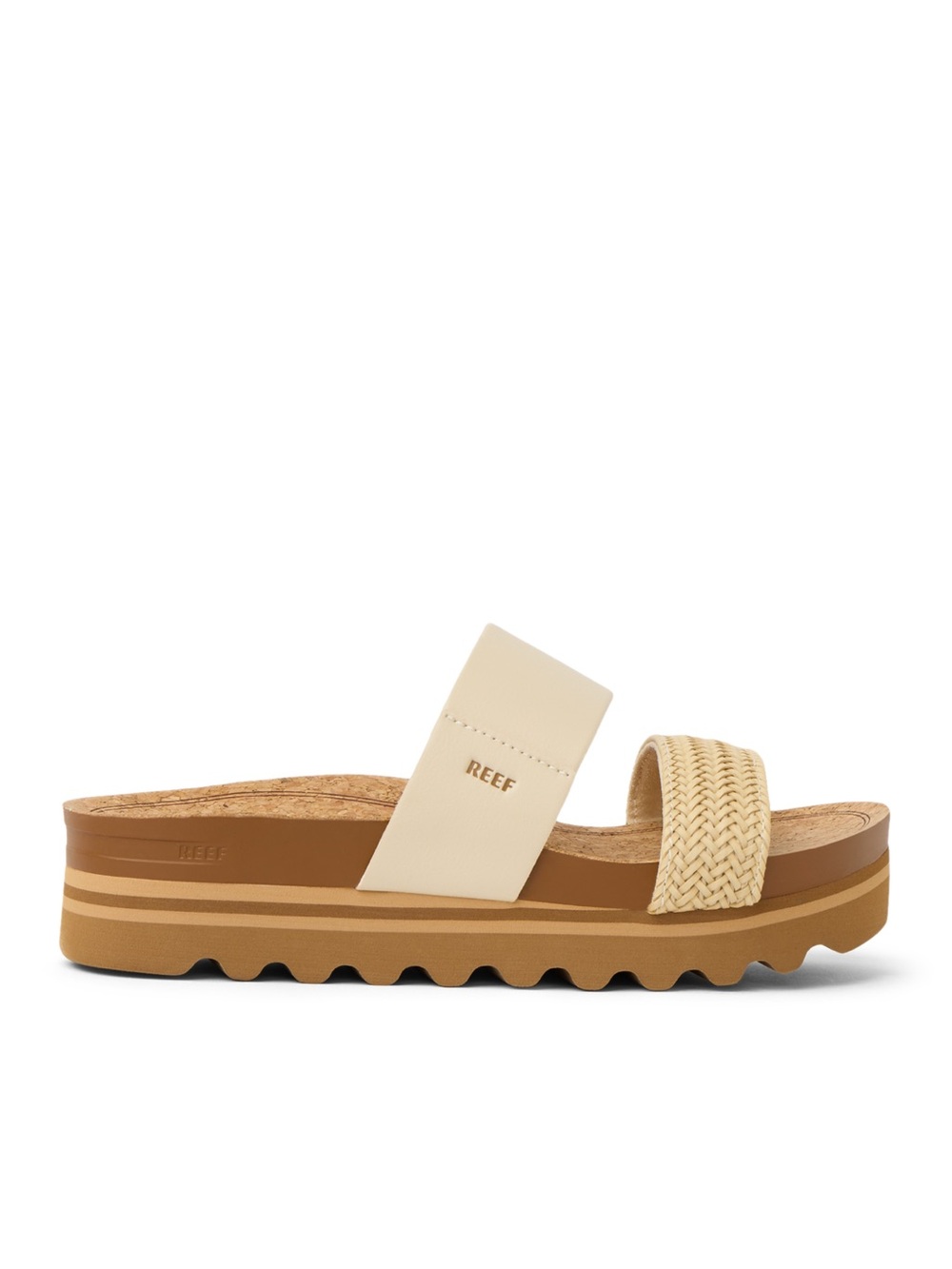 Reef Women’s Cream and Tan Platform Slide Sandals